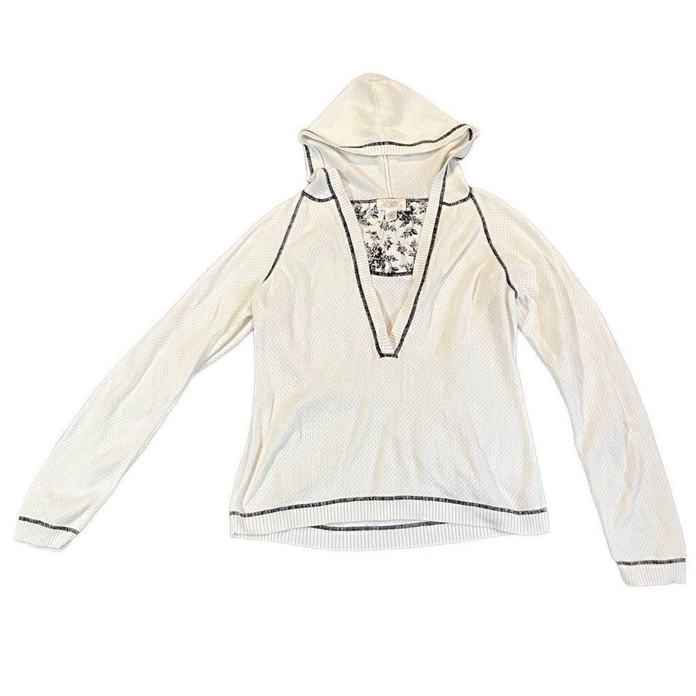 Ann Taylor Women’s White Hoodie Plunging V-neck Medium